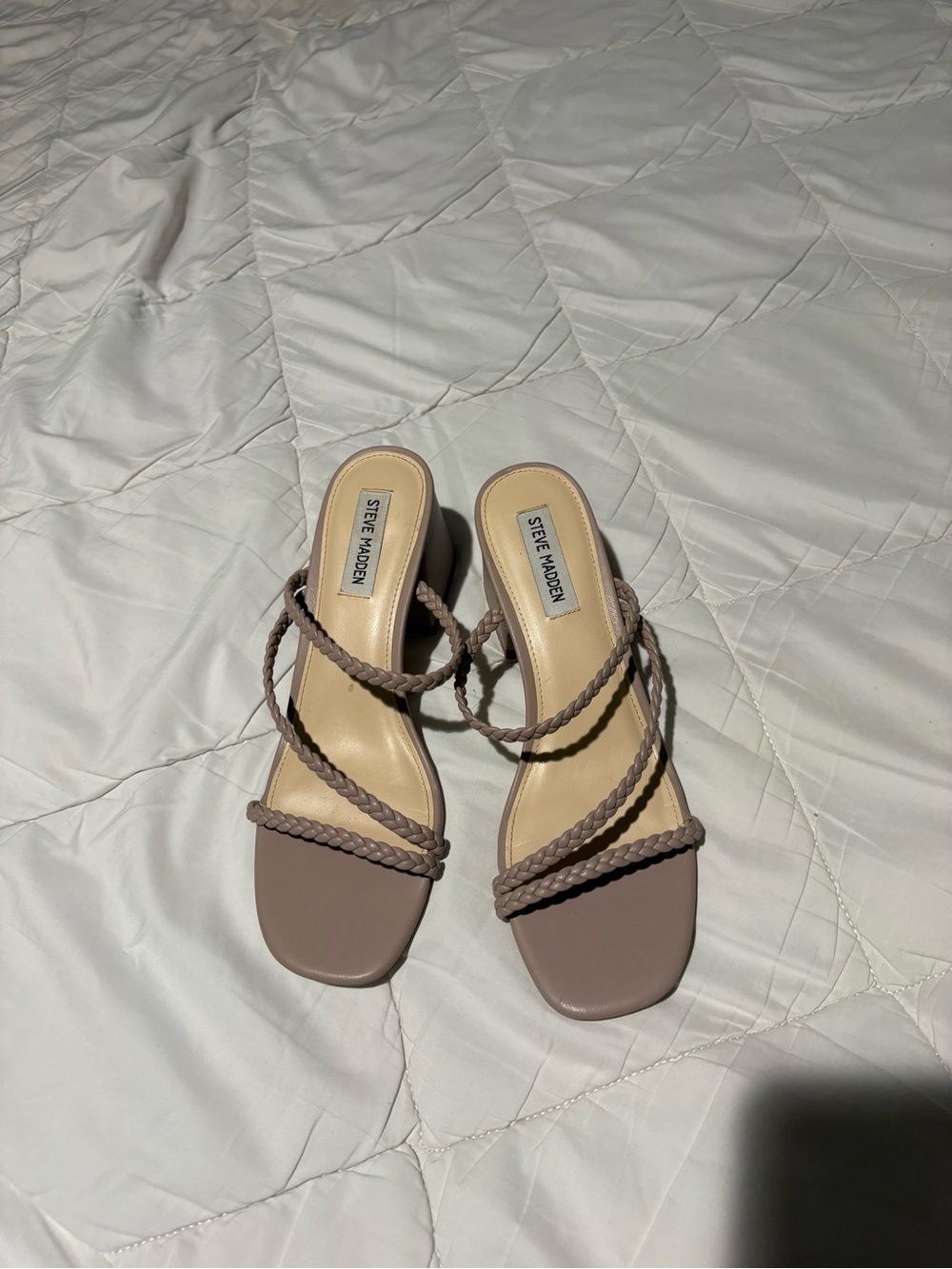 Steve Madden Mauve-Taupe Braided-Strap Heeled Sandals